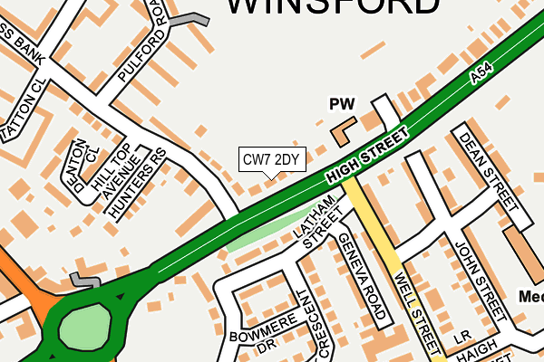 CW7 2DY map - OS OpenMap – Local (Ordnance Survey)