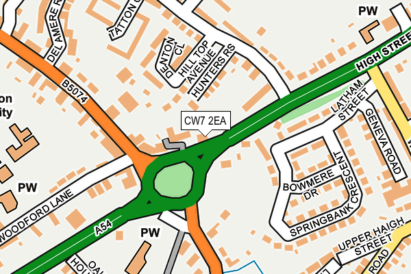 CW7 2EA map - OS OpenMap – Local (Ordnance Survey)