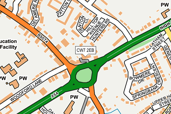 CW7 2EB map - OS OpenMap – Local (Ordnance Survey)