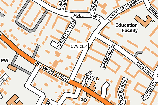 CW7 2EP map - OS OpenMap – Local (Ordnance Survey)