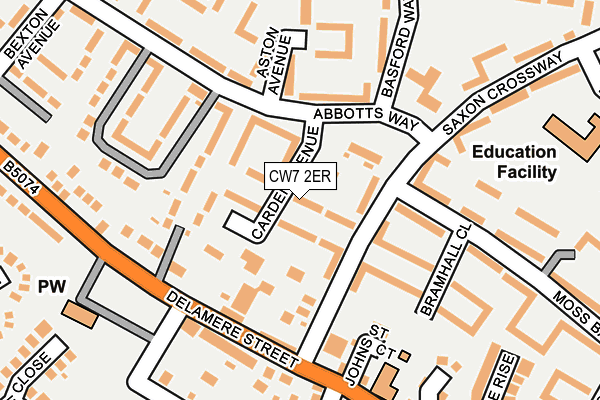 CW7 2ER map - OS OpenMap – Local (Ordnance Survey)