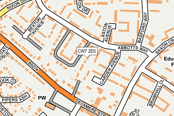 CW7 2ES map - OS OpenMap – Local (Ordnance Survey)