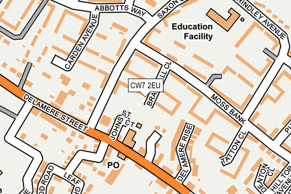 CW7 2EU map - OS OpenMap – Local (Ordnance Survey)