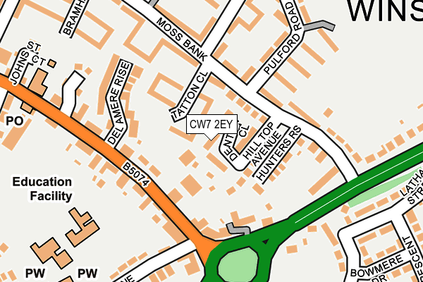 CW7 2EY map - OS OpenMap – Local (Ordnance Survey)