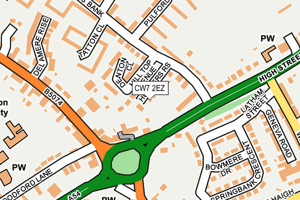 CW7 2EZ map - OS OpenMap – Local (Ordnance Survey)