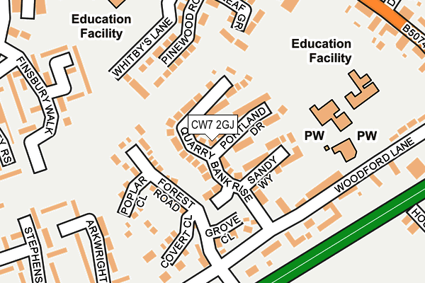 CW7 2GJ map - OS OpenMap – Local (Ordnance Survey)