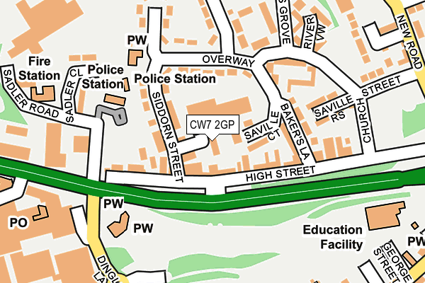 CW7 2GP map - OS OpenMap – Local (Ordnance Survey)