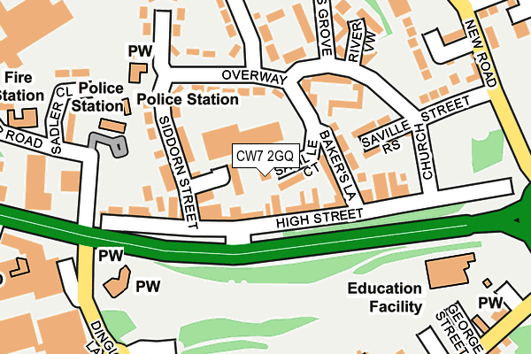 CW7 2GQ map - OS OpenMap – Local (Ordnance Survey)