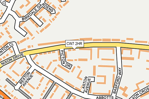 CW7 2HR map - OS OpenMap – Local (Ordnance Survey)