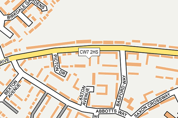 CW7 2HS map - OS OpenMap – Local (Ordnance Survey)