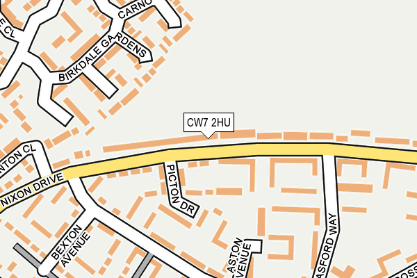 CW7 2HU map - OS OpenMap – Local (Ordnance Survey)
