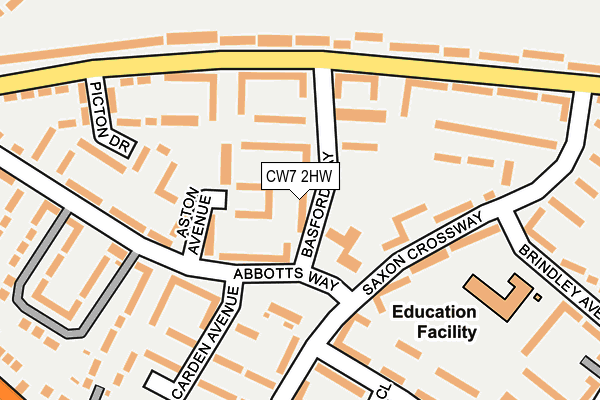 CW7 2HW map - OS OpenMap – Local (Ordnance Survey)