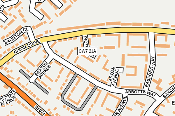 CW7 2JA map - OS OpenMap – Local (Ordnance Survey)