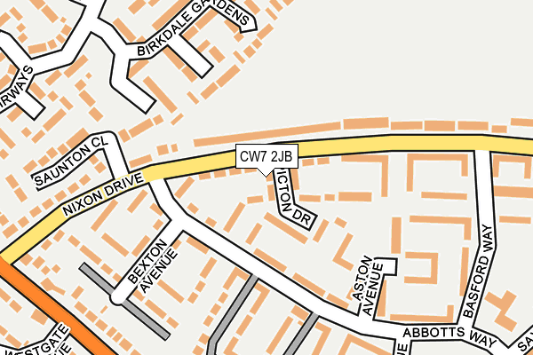 CW7 2JB map - OS OpenMap – Local (Ordnance Survey)