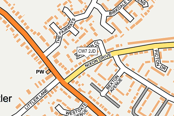 CW7 2JD map - OS OpenMap – Local (Ordnance Survey)