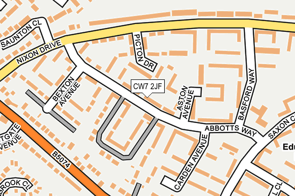 CW7 2JF map - OS OpenMap – Local (Ordnance Survey)