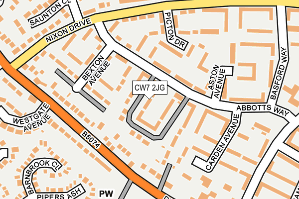 CW7 2JG map - OS OpenMap – Local (Ordnance Survey)