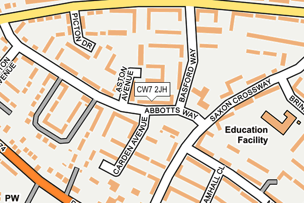 CW7 2JH map - OS OpenMap – Local (Ordnance Survey)