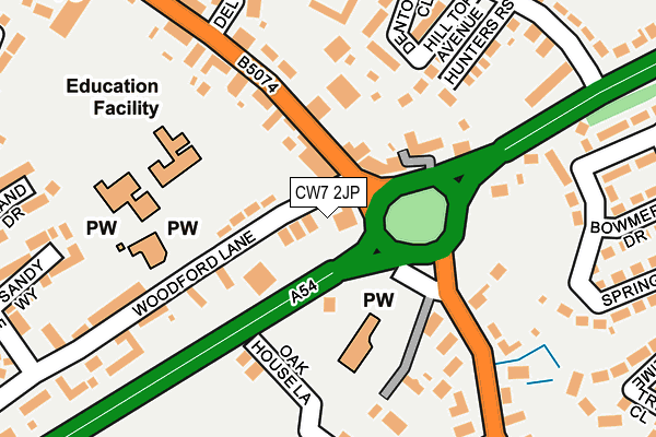 CW7 2JP map - OS OpenMap – Local (Ordnance Survey)