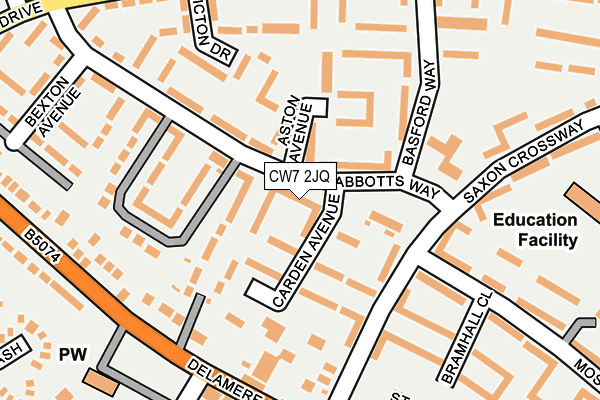 CW7 2JQ map - OS OpenMap – Local (Ordnance Survey)