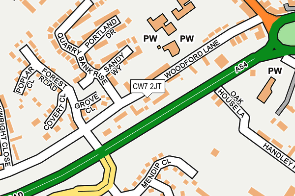 CW7 2JT map - OS OpenMap – Local (Ordnance Survey)