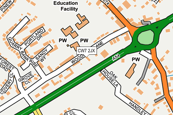 CW7 2JX map - OS OpenMap – Local (Ordnance Survey)