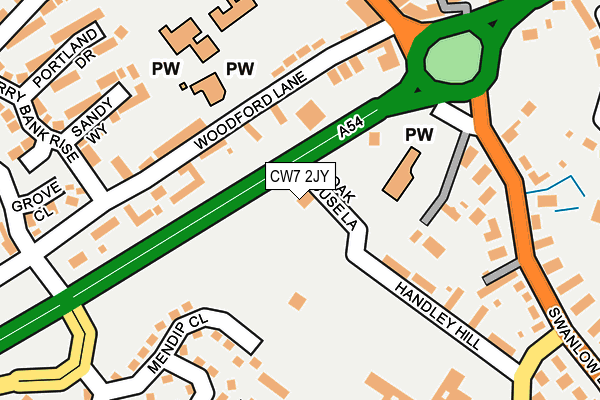 CW7 2JY map - OS OpenMap – Local (Ordnance Survey)