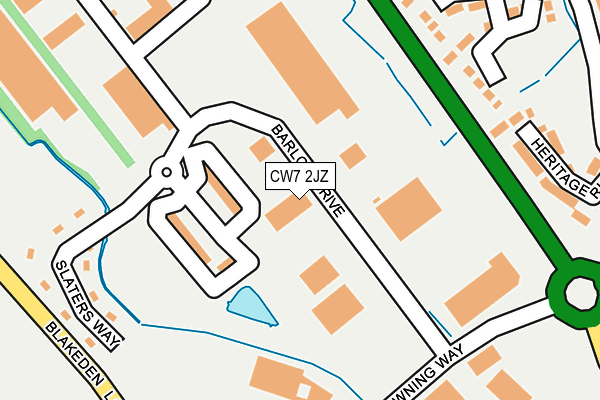 CW7 2JZ map - OS OpenMap – Local (Ordnance Survey)