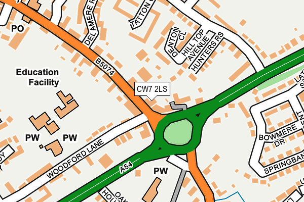 CW7 2LS map - OS OpenMap – Local (Ordnance Survey)