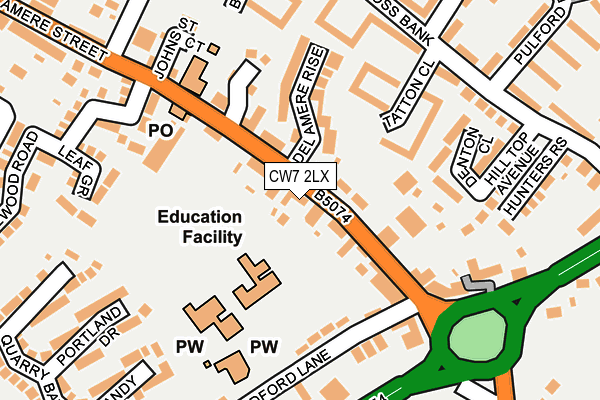 CW7 2LX map - OS OpenMap – Local (Ordnance Survey)
