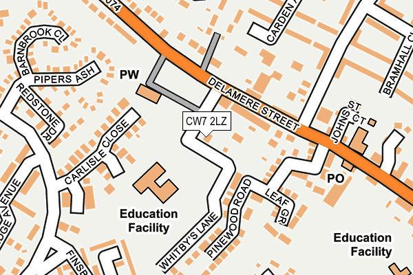 CW7 2LZ map - OS OpenMap – Local (Ordnance Survey)