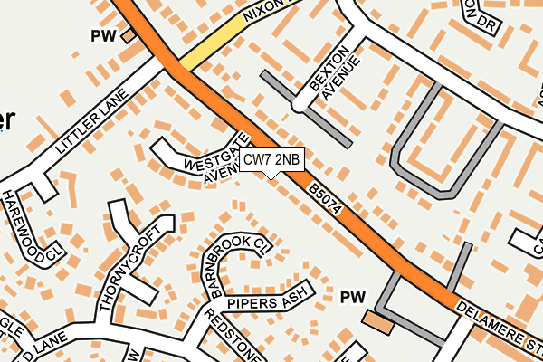 CW7 2NB map - OS OpenMap – Local (Ordnance Survey)