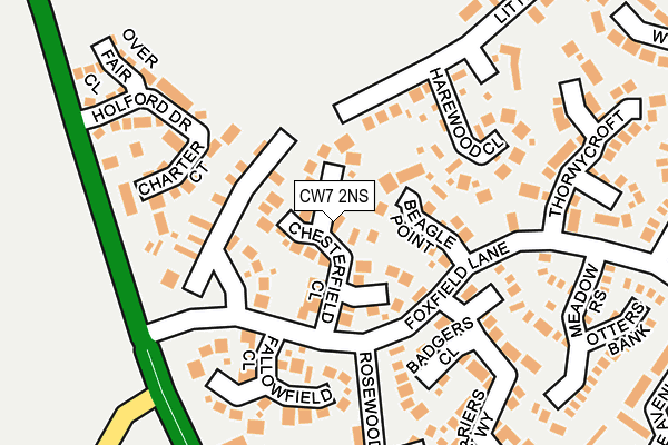 CW7 2NS map - OS OpenMap – Local (Ordnance Survey)
