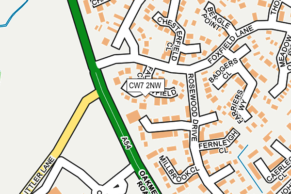 CW7 2NW map - OS OpenMap – Local (Ordnance Survey)