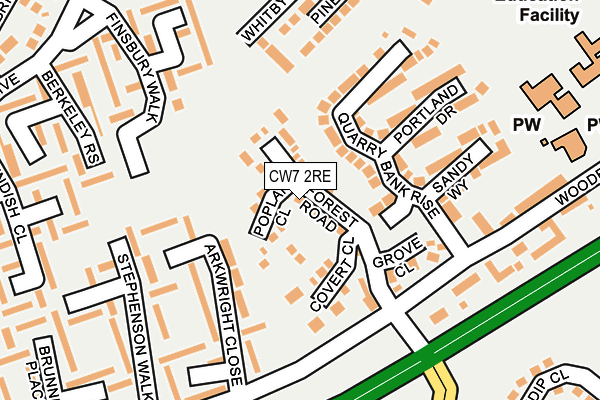 CW7 2RE map - OS OpenMap – Local (Ordnance Survey)