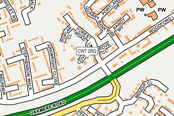 CW7 2RQ map - OS OpenMap – Local (Ordnance Survey)