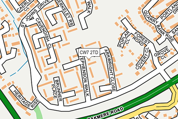 CW7 2TD map - OS OpenMap – Local (Ordnance Survey)