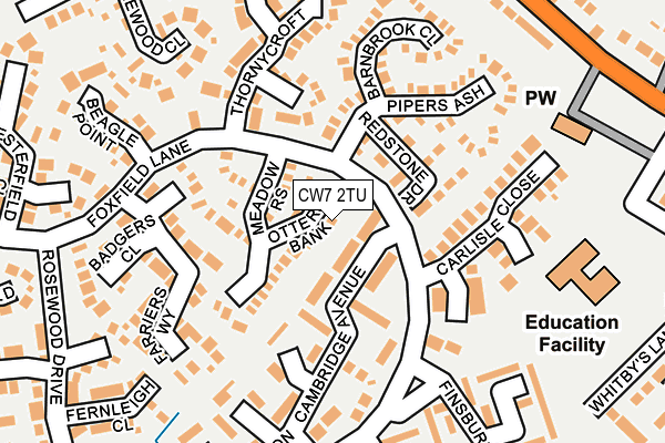 CW7 2TU map - OS OpenMap – Local (Ordnance Survey)