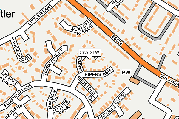CW7 2TW map - OS OpenMap – Local (Ordnance Survey)