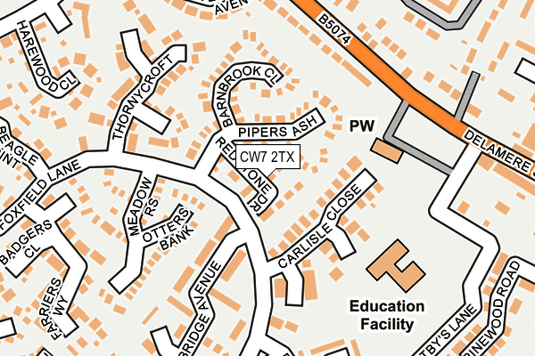 CW7 2TX map - OS OpenMap – Local (Ordnance Survey)