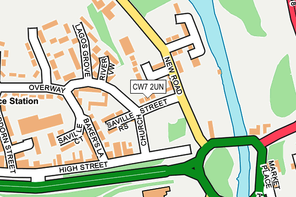 CW7 2UN map - OS OpenMap – Local (Ordnance Survey)