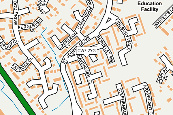 CW7 2YG map - OS OpenMap – Local (Ordnance Survey)