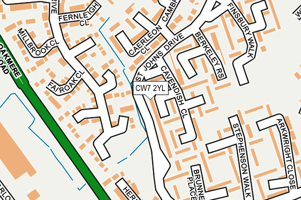 CW7 2YL map - OS OpenMap – Local (Ordnance Survey)