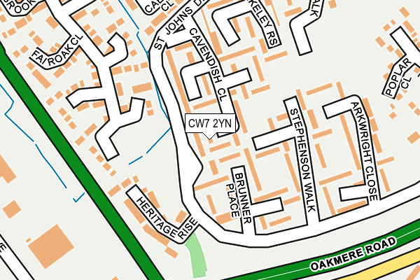CW7 2YN map - OS OpenMap – Local (Ordnance Survey)