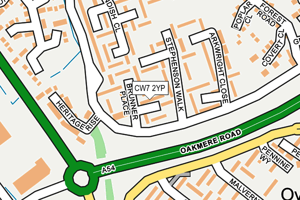 CW7 2YP map - OS OpenMap – Local (Ordnance Survey)