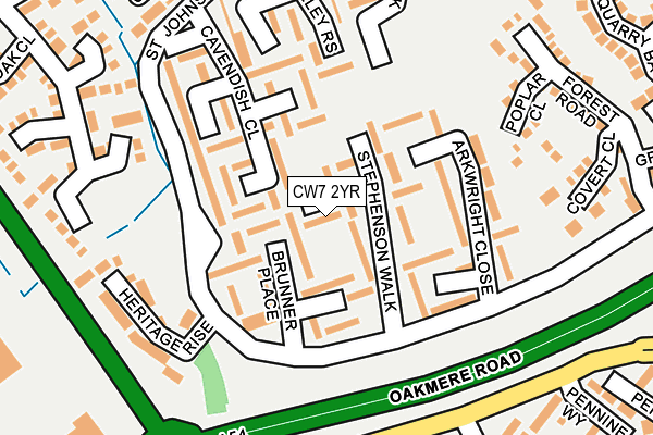 CW7 2YR map - OS OpenMap – Local (Ordnance Survey)