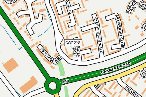CW7 2YS map - OS OpenMap – Local (Ordnance Survey)