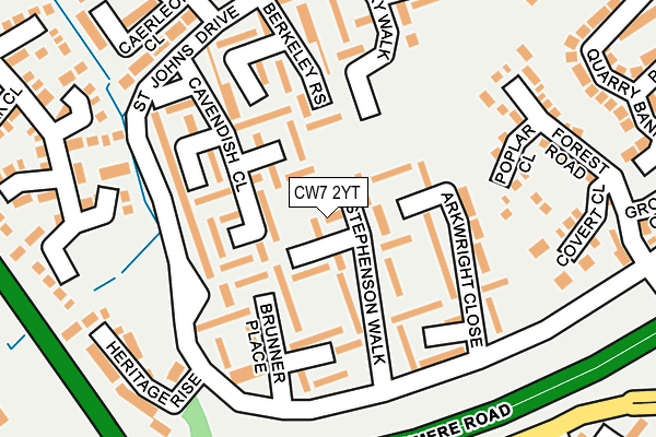 CW7 2YT map - OS OpenMap – Local (Ordnance Survey)