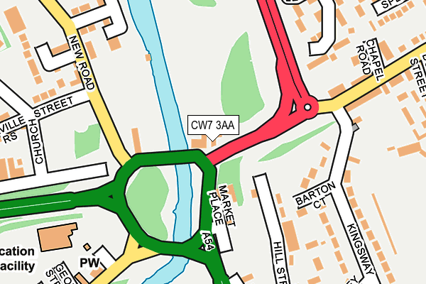 CW7 3AA map - OS OpenMap – Local (Ordnance Survey)
