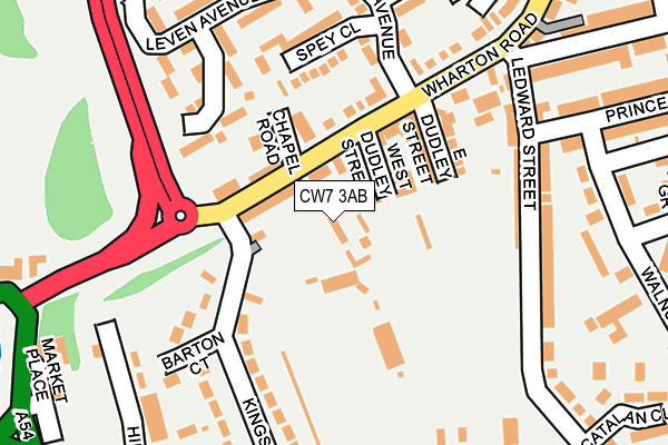 CW7 3AB map - OS OpenMap – Local (Ordnance Survey)
